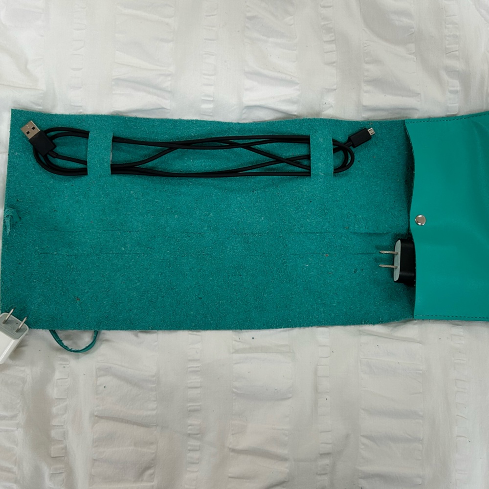New leather travel charger cord organizer